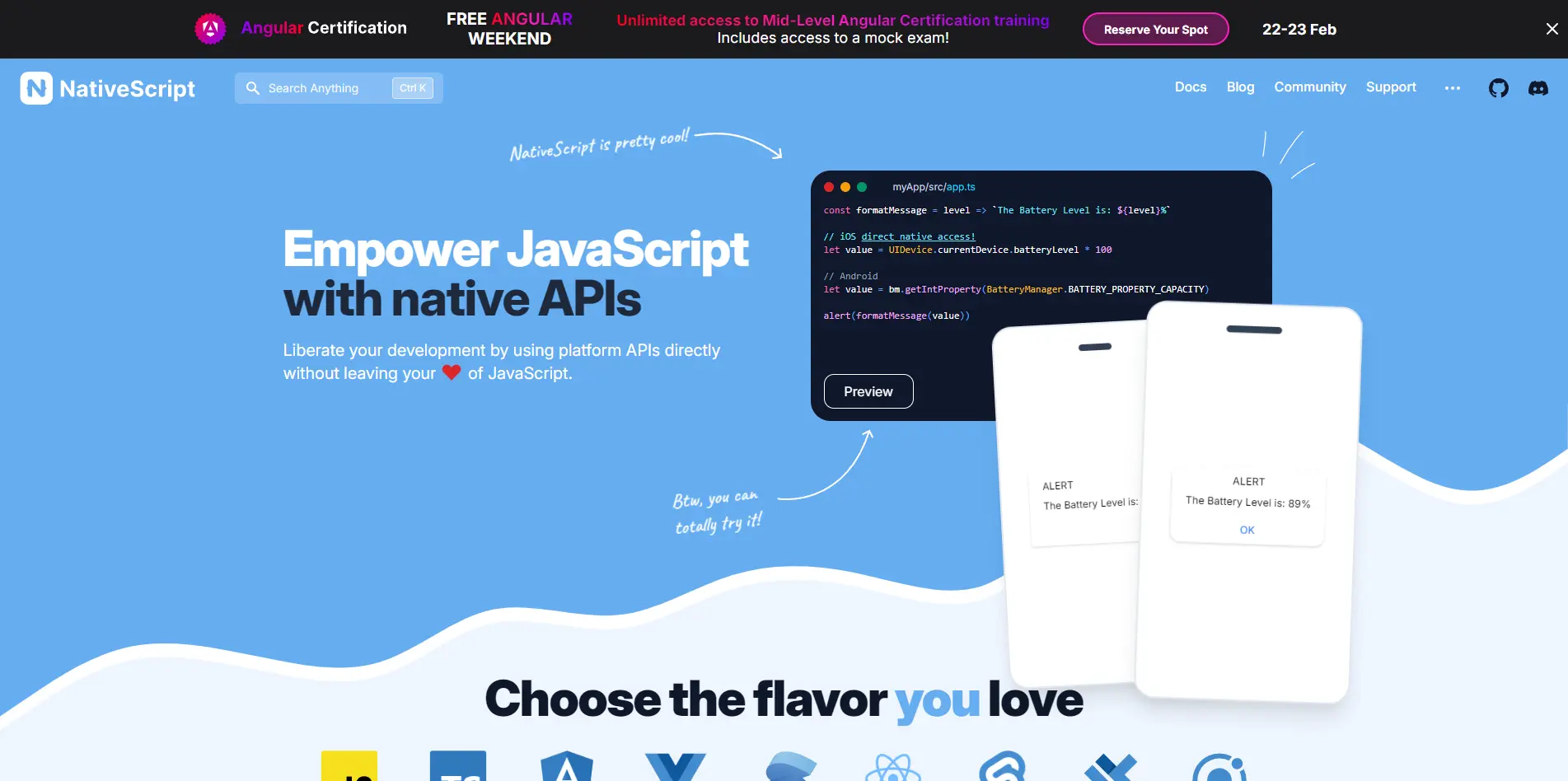 React Native Alternatives - NativeScript